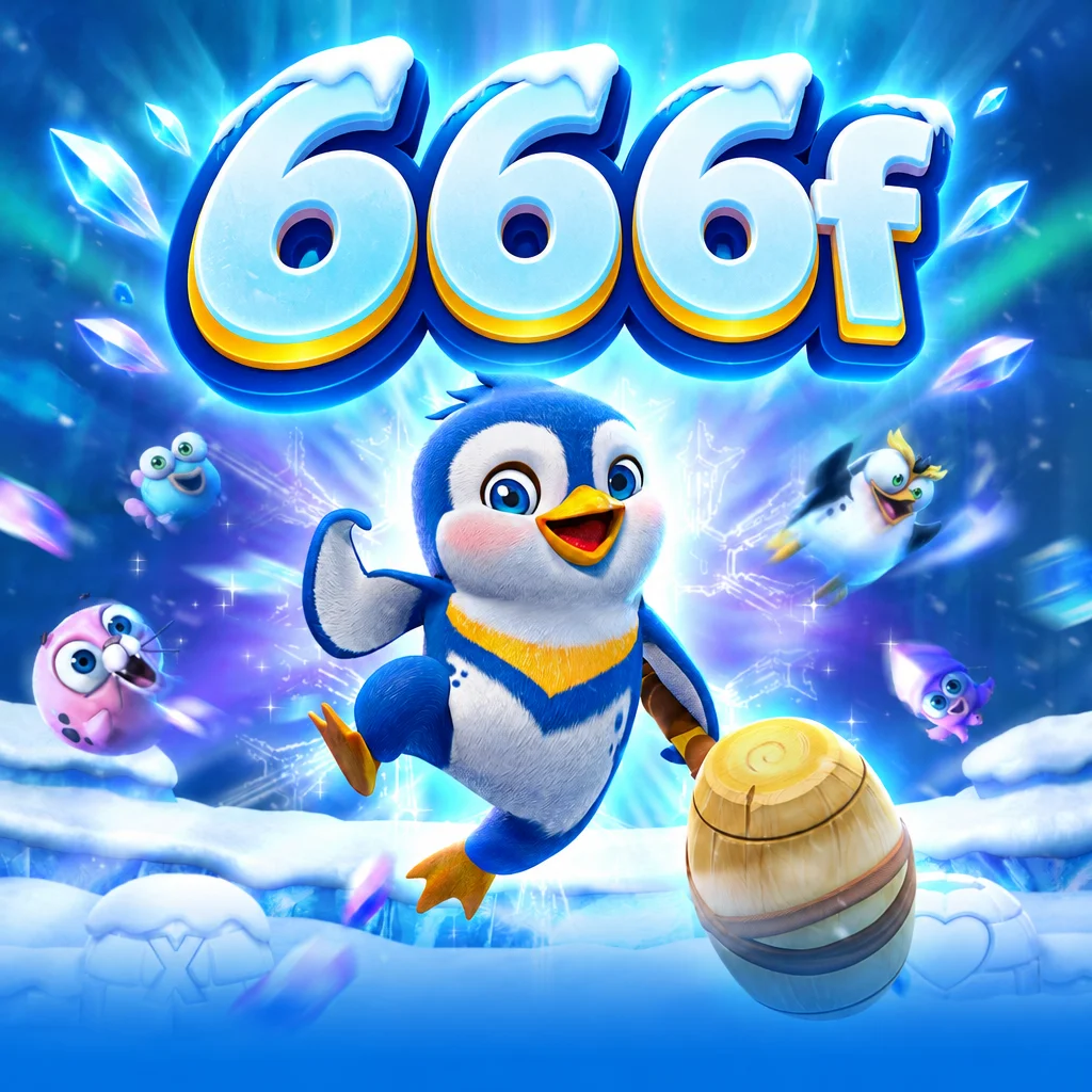 666f The Great Icescape menampilkan karakter penguin membawa palu di dunia es